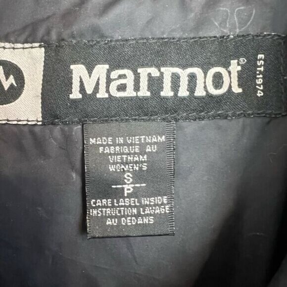 Vintage Marmot Women’s Small Puffer Jacket Goose Down Black 650 Fill Ski Snow - Picture 11 of 14